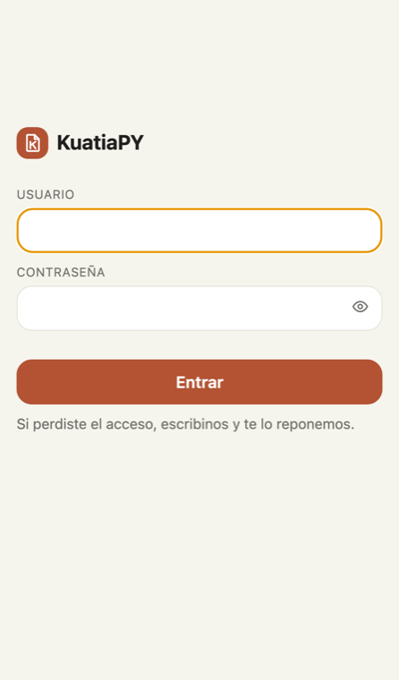 Pantalla de entrada de KuatiaPY